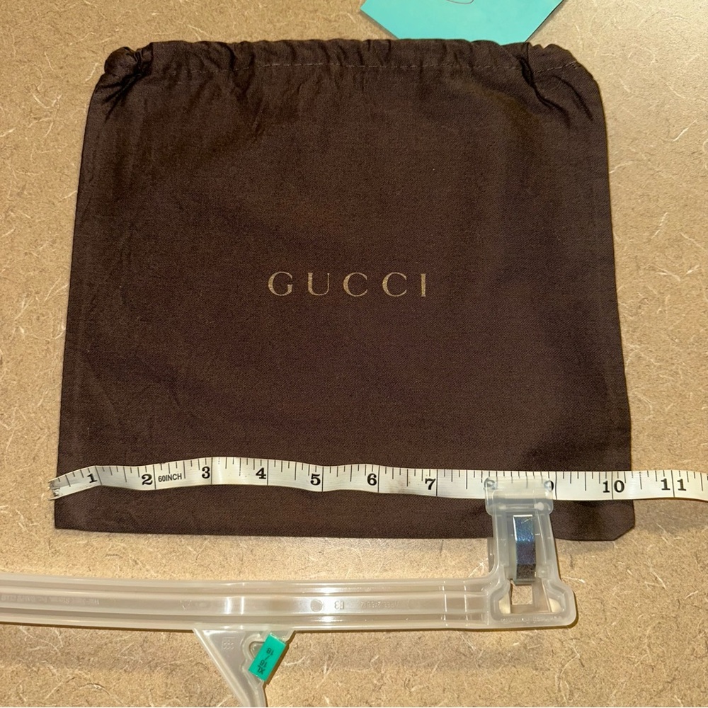 Authentic Gucci Dark Brown with gold lettering Drawstring dust Bag small
